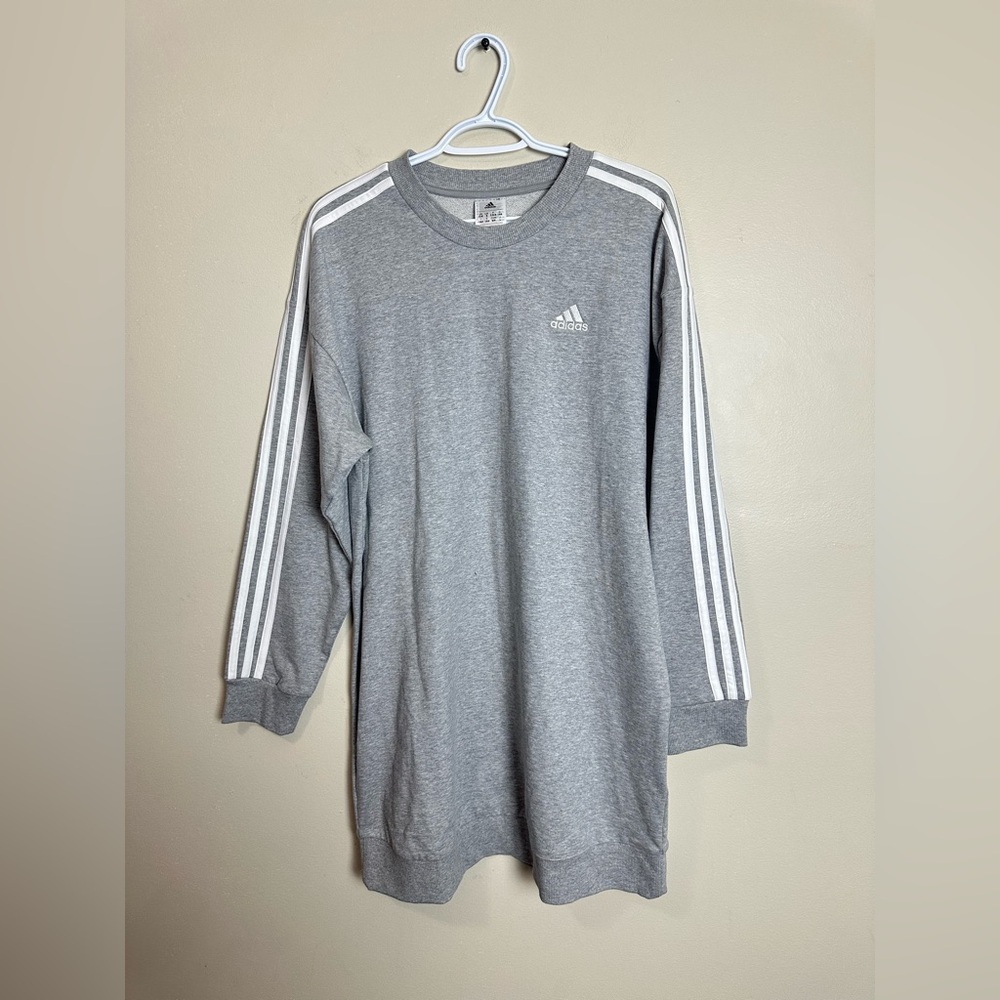 Adidas Women’s Gray Long Sleeve Knit Pullover Top Size S Crewneck Sweater